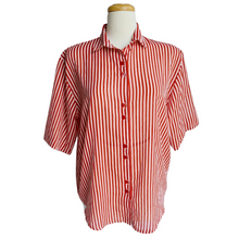 Load image into Gallery viewer, Red and White Striped Short Sleeve Blouse | Large / Extra-Large
