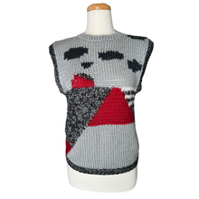 Load image into Gallery viewer, Red and Gray Abstract Print Knit Vest | Large
