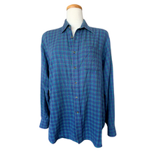 Load image into Gallery viewer, Men&#39;s Teal Plaid Cotton Button Down Shirt | Medium
