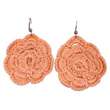 Load image into Gallery viewer, Recycled Peach Floral Doilie Earrings
