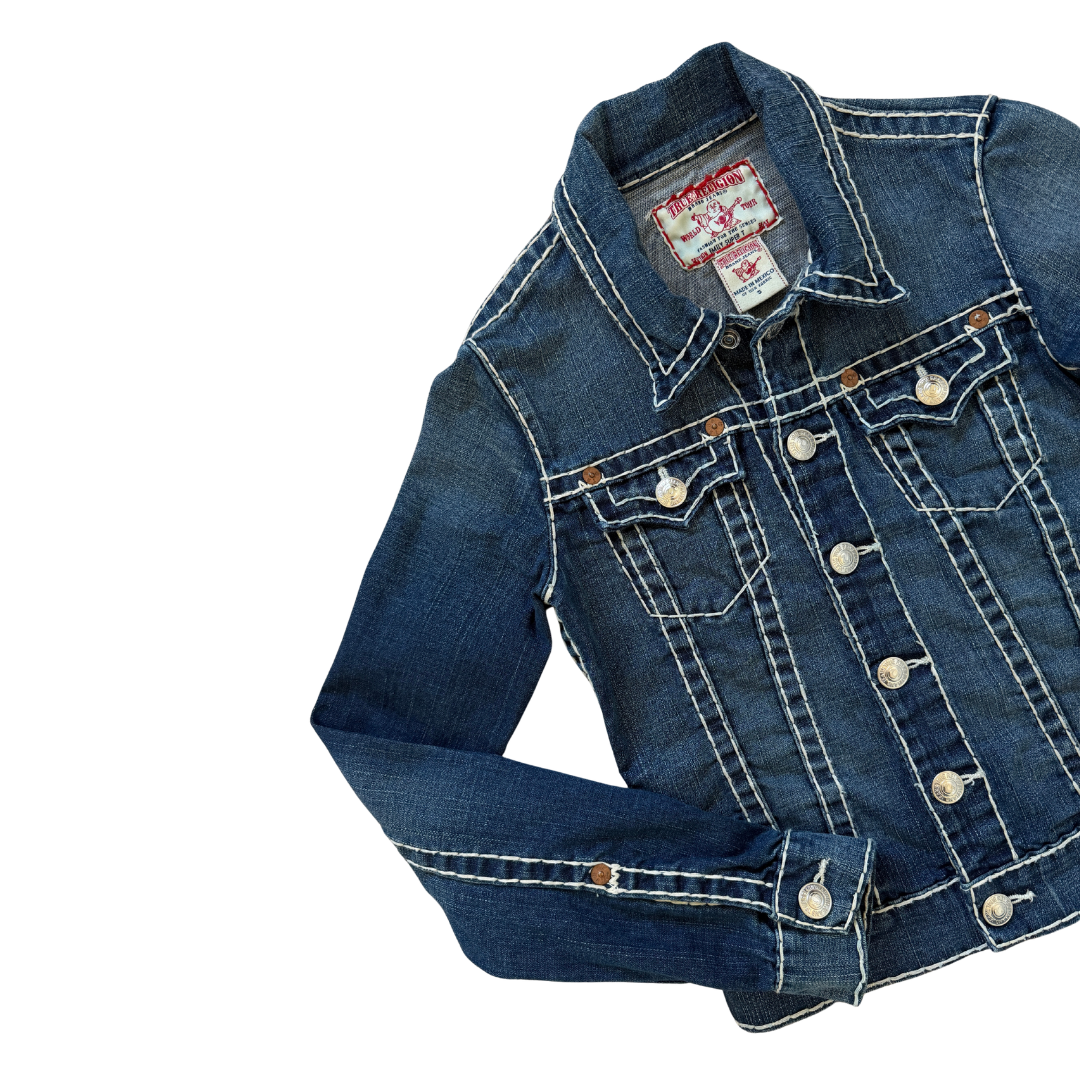 True Religion Emily Super T Bold Stitch Denim Jacket | Small