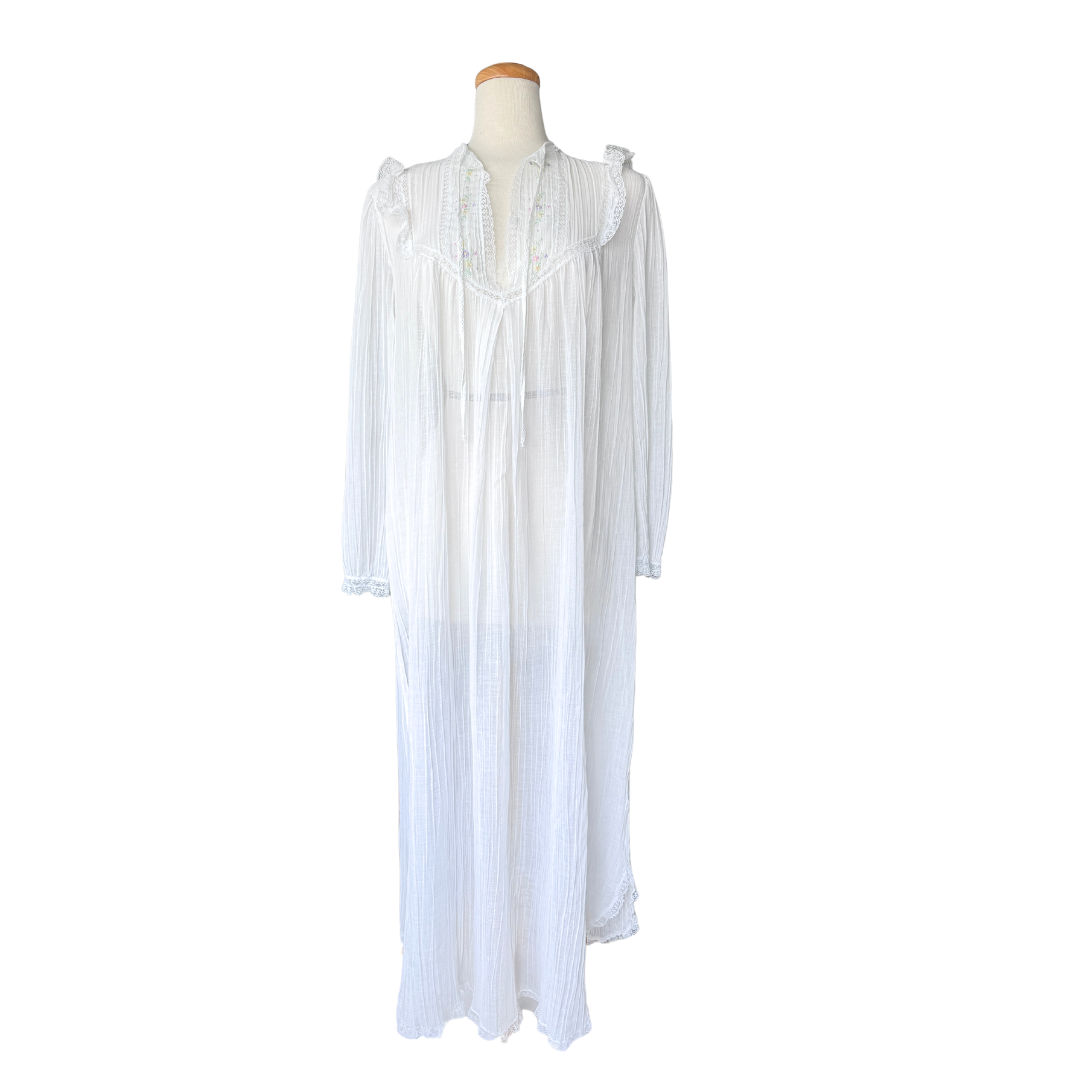 Barbizon Boutique Ruffle Collared Dress with Floral Embroidery | Medium-Large