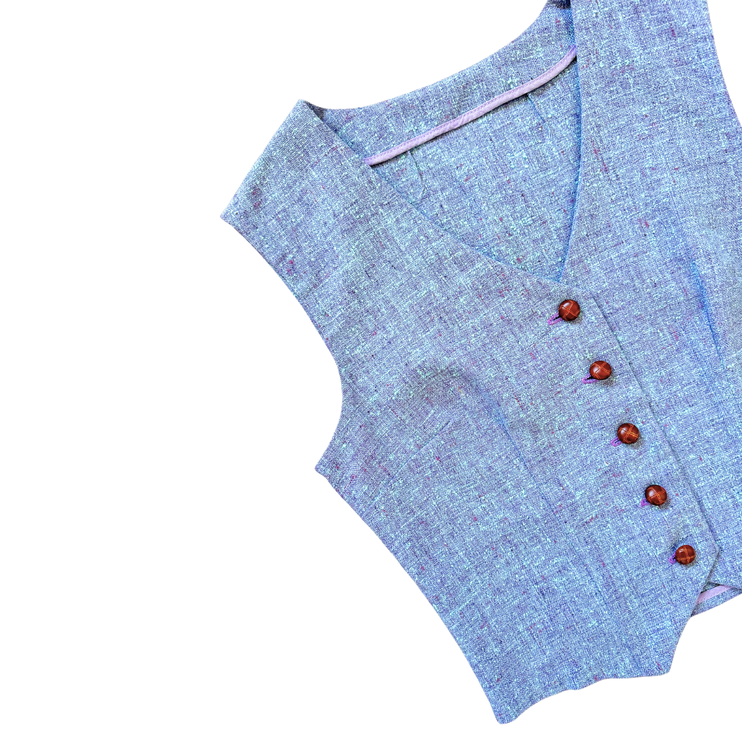 Purple and Blue Marled Raw Silk Vest | Extra-Small / Small