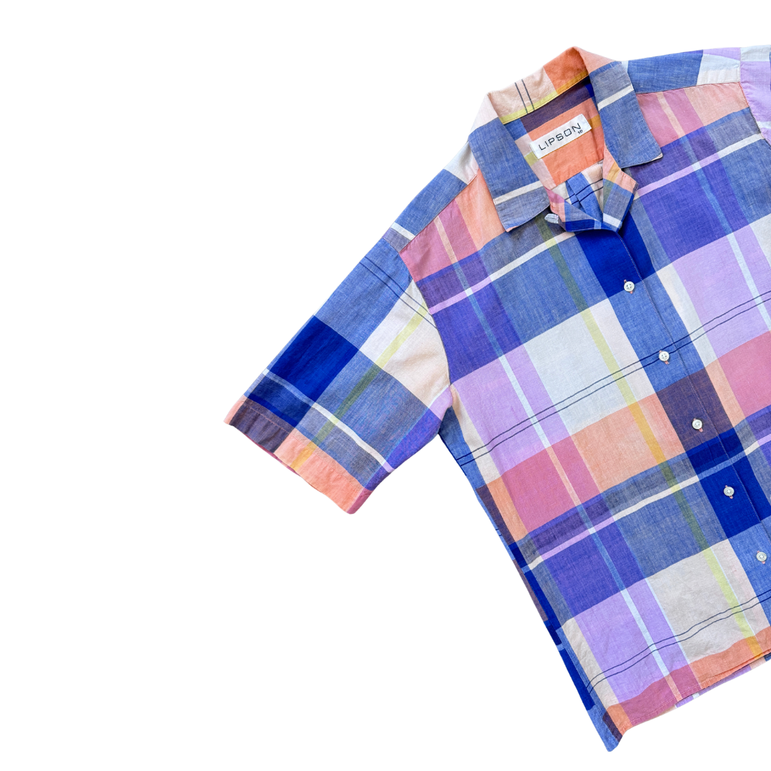 T. Lipson Pastel Plaid Collared Blouse | Medium-Large