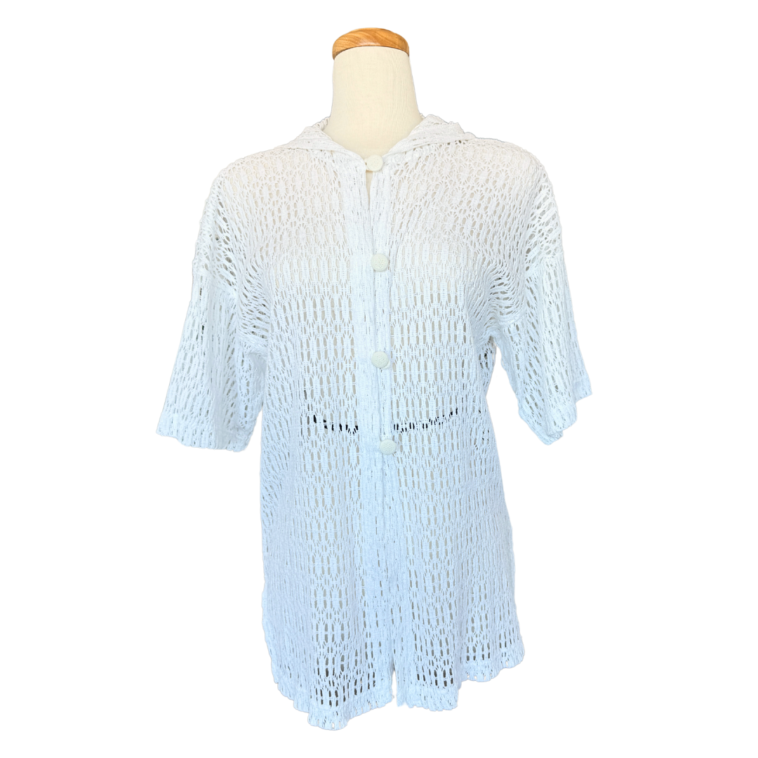 White Lace Coverup T-Shirt | Medium-Large