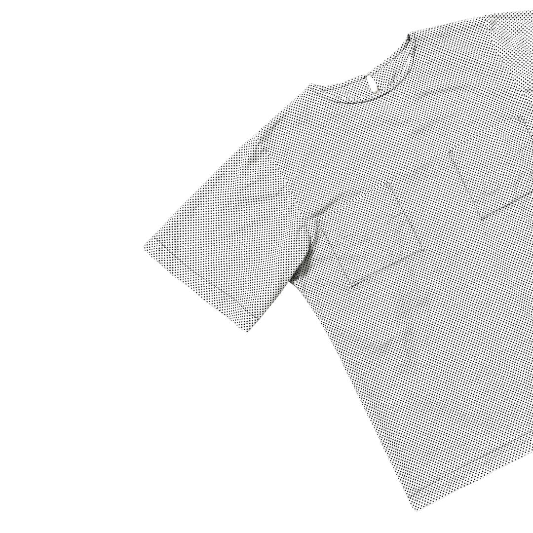 White Cotton T-Shirt with White Polka Dots | Medium