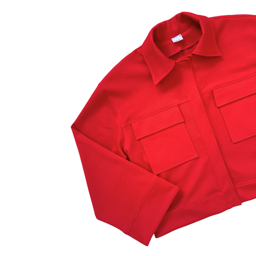 Bright Red Virgin Wool Relaxed Fit Jacket | Large / Extra-Large