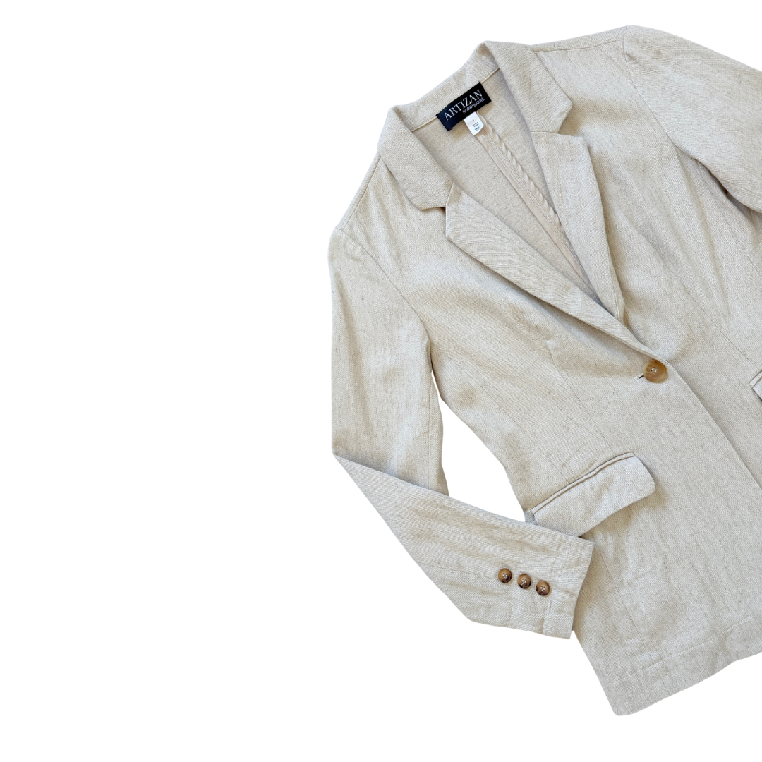 Artisan Robin Barre Beige Linen Blazer | Small