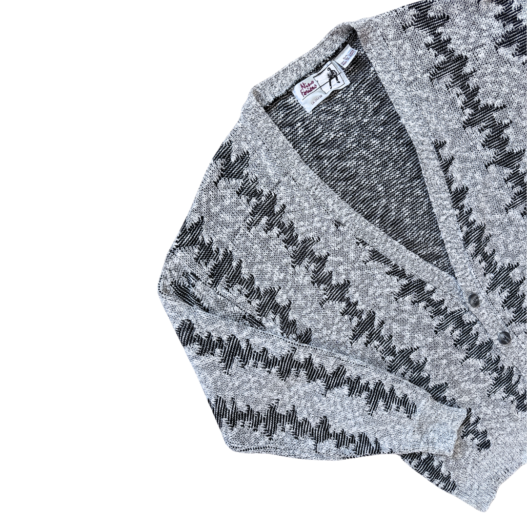 Nino Forilno Men's Gray and Black Abstract Cardigan | Large