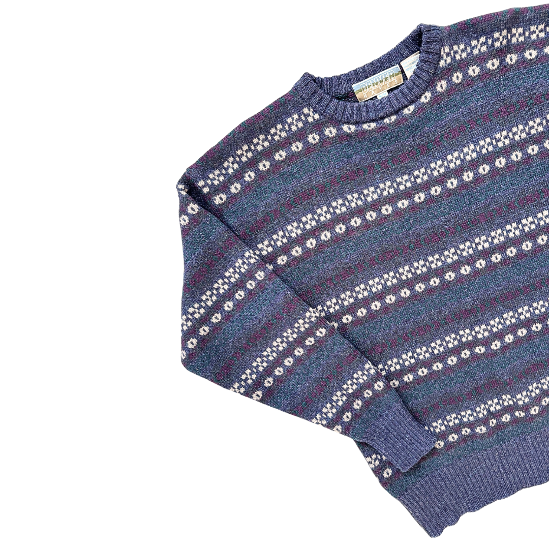 Denver Hayes Men's Abstract Knit Pullover Sweater | Medium