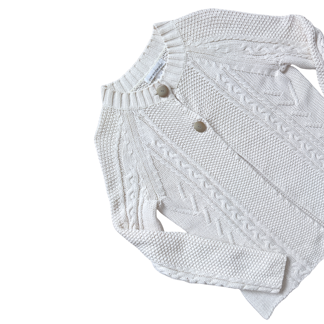 Jones New York Sport White Cable Knit Cardigan | Medium