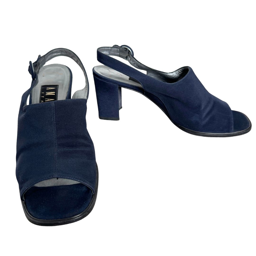 Amalfi Italy Navy Block Heel Mules | 7 1/2