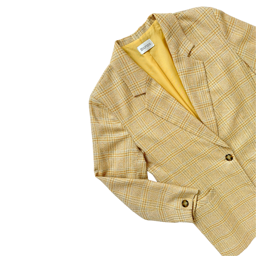 Bianca Yellow and Grey Plaid Blazer | Medium