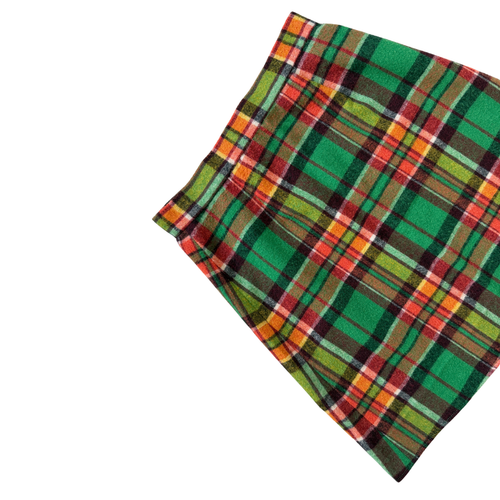 70s Green and Orange Plaid Wool Mini Skirt | 2XS