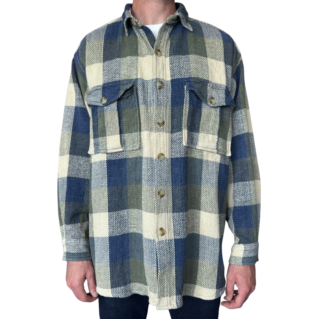 Men's International News Plaid Cotton Jacket / Shirt | Extra-Large