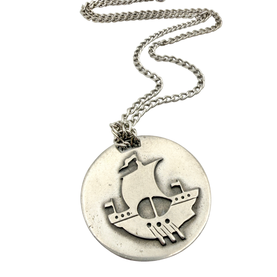 Aitkens Pewter Sailboat Pendant Necklace