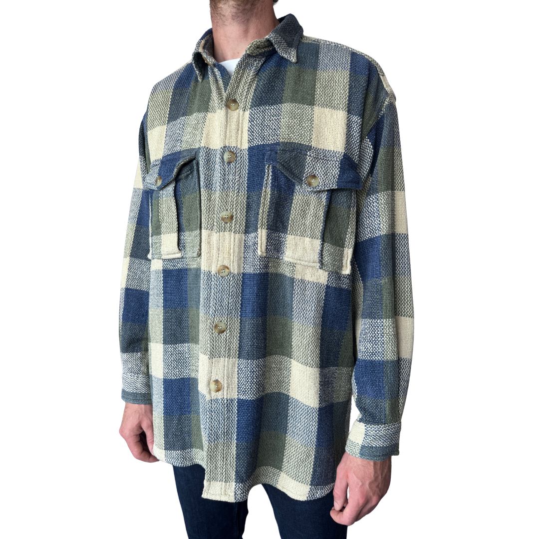 Men's International News Plaid Cotton Jacket / Shirt | Extra-Large