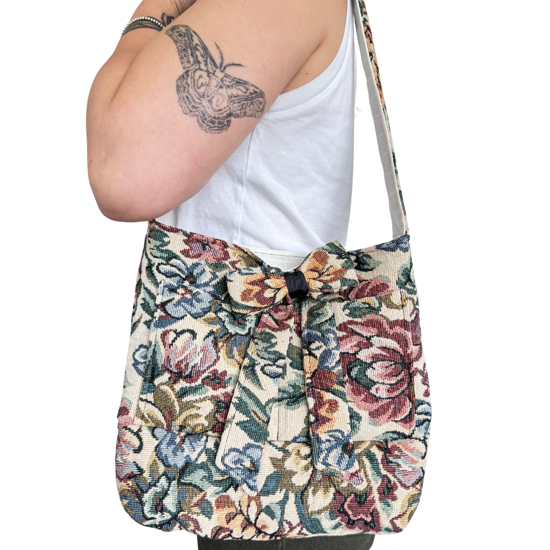 Recycled Floral Textile Bow Purse