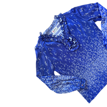 Load image into Gallery viewer, D&#39;Allaird&#39;s Blue Ruffled Neck Pleated Floral Blouse | Medium
