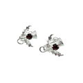 Vintage 1950s Quarrier and Ward silver-tone Scottish thistle screw-back earrings with inset amethyst stone. Marked W Bros Mizpah. Made in Scotland.