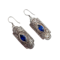 Vintage Sterling Silver Filigree Sapphire Earrings
