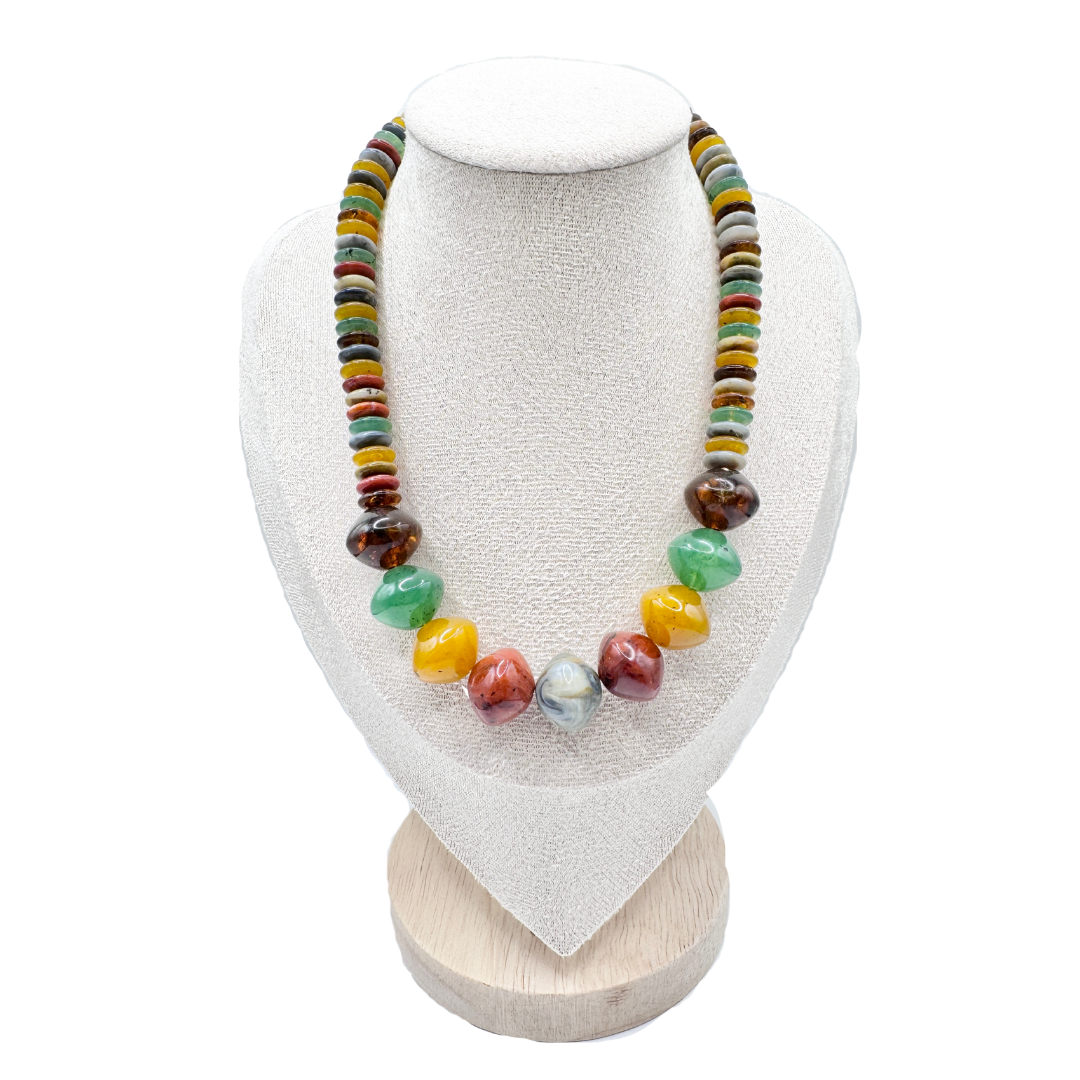 Upcycled Chunky Multi-Tonal Beaded Necklace