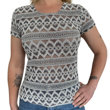 Load image into Gallery viewer, La Bonita Geometric Print Sheer T-shirt | Extra-Small
