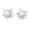 Rare Vintage Western Germany White Milk Glass Floral Bead Screw-back Earrings