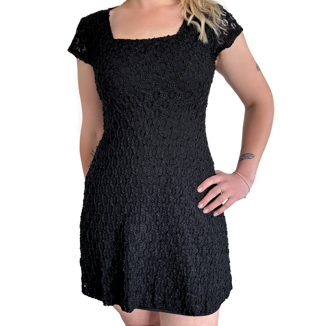 Two Roads Black Short Sleeve Mini Dress | Extra-small / Small