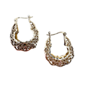 Vintage Sterling Silver Filigree Hoop Earrings 