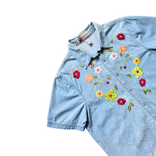 Load image into Gallery viewer, Passion Denim Shirt With Bright Floral Appliqué | Extra-Large
