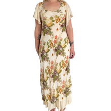 Load image into Gallery viewer, Pale Yellow Floral Maxi Dress with Sheer Sleeves | Extra-Small / Small
