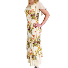Load image into Gallery viewer, Pale Yellow Floral Maxi Dress with Sheer Sleeves | Extra-Small / Small
