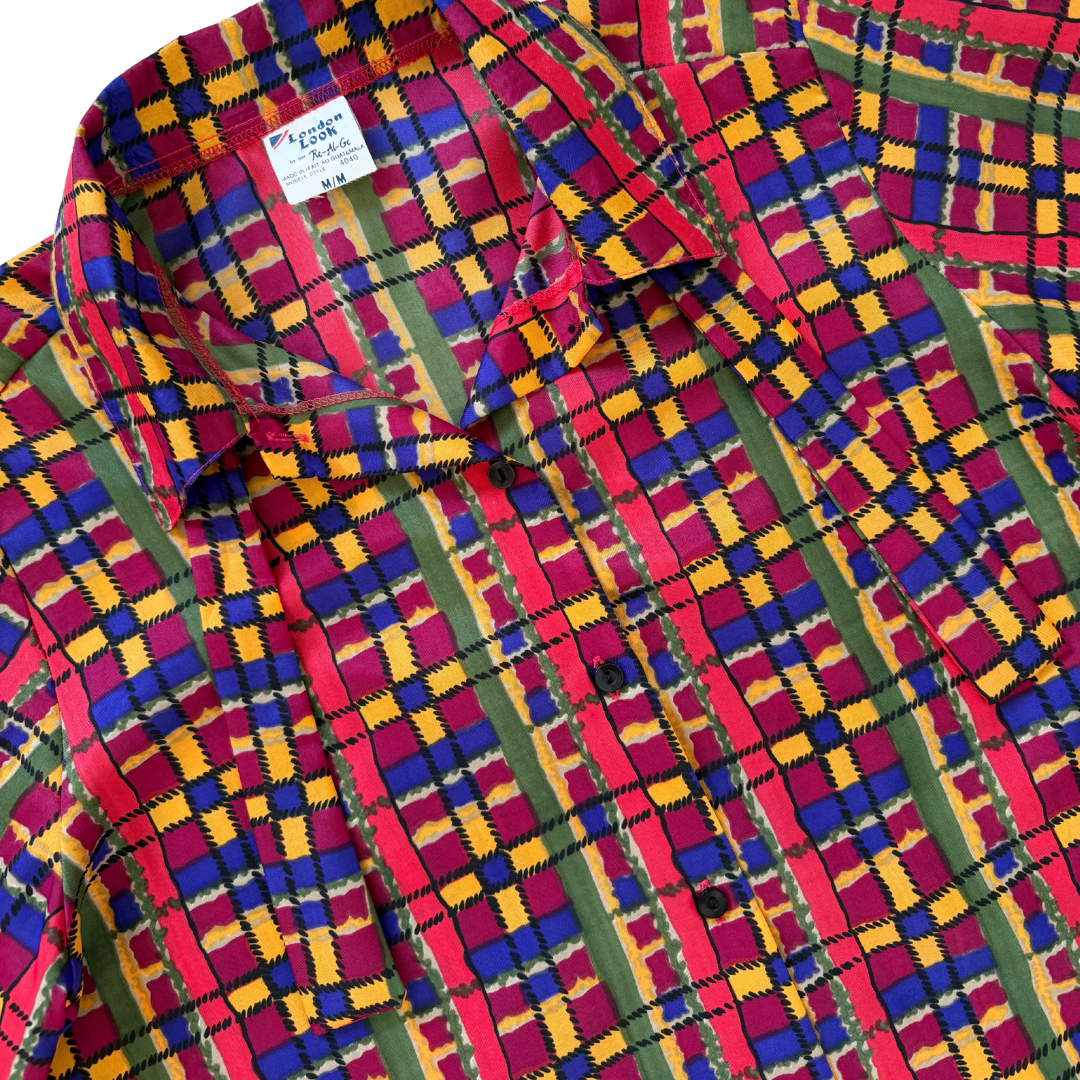 London Look Multicoloured Checkered Tie Neck Blouse | Medium