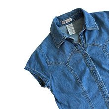 Load image into Gallery viewer, Faded Glory Short Sleeve Denim Blouse | Small-Medium
