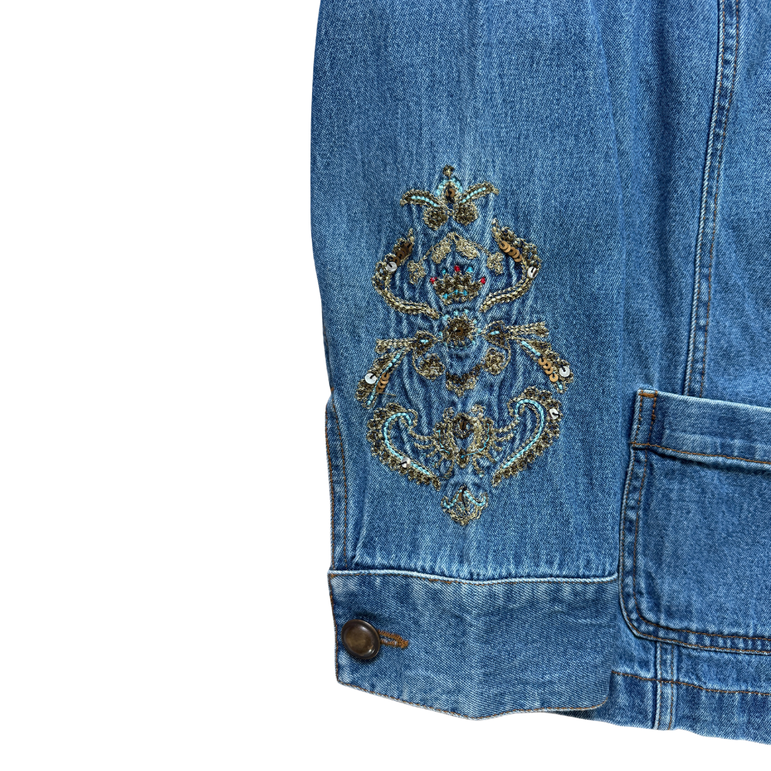 Tanjay Petites Embroidered Denim Jacket | Large / Extra-Large