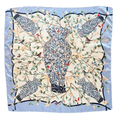 35.5" Long x 35.5" 100% polyester Square Scarf with Florals and Birds