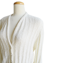 Load image into Gallery viewer, White Stripe Knit Cardigan | Medium-Large
