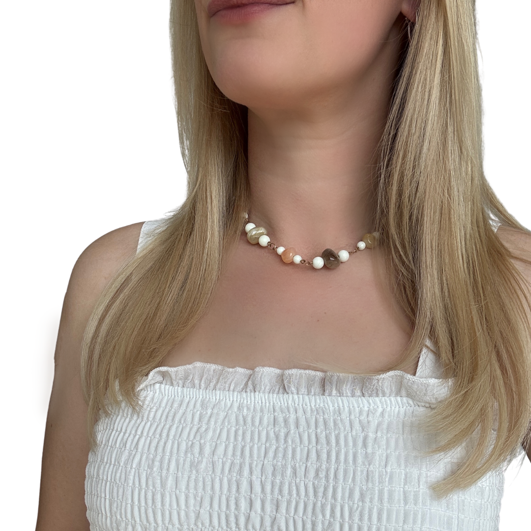 Upcycled Multicolor Beaded Chain Necklace