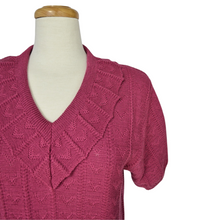 Load image into Gallery viewer, Pink Ruffled Collar Short Sleeve Knit Sweater | Medium
