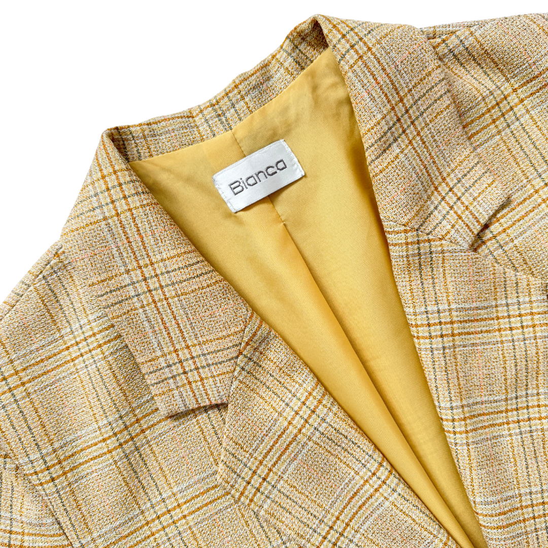 Bianca Yellow and Grey Plaid Blazer | Medium