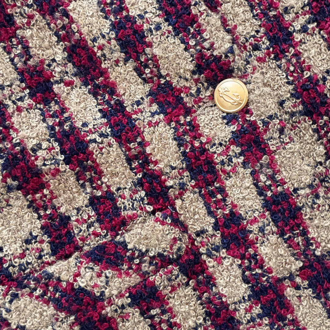 Collections International Plaid Tweed Wool Blend Blazer | Large