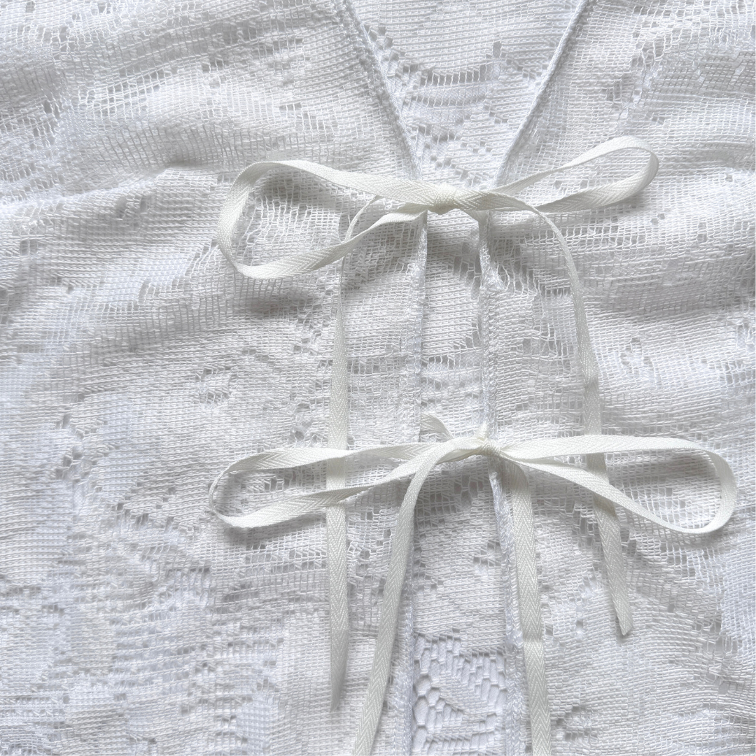 Recycle White Floral Lace Tie-Front Vest | Small