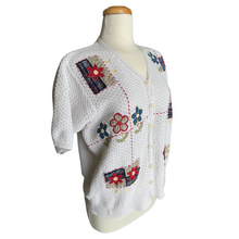 Load image into Gallery viewer, Cotton Ramie Cardigan with Floral Applique | Medium
