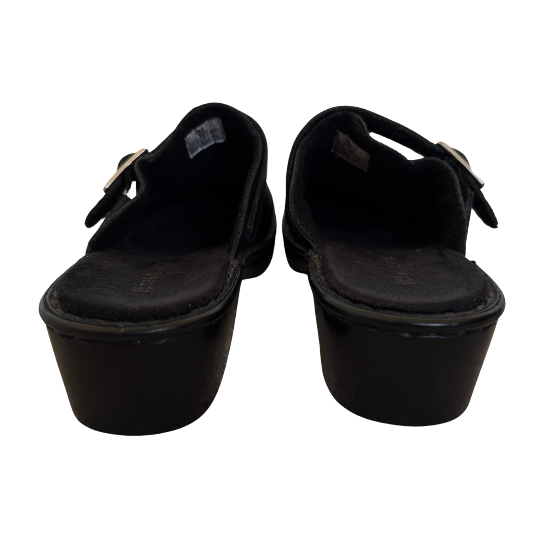 Naturalizer Black Leather Buckle Clogs | 7M