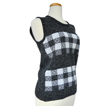 Load image into Gallery viewer, Gray and White Checkered Daisy Vest | Small-Medium
