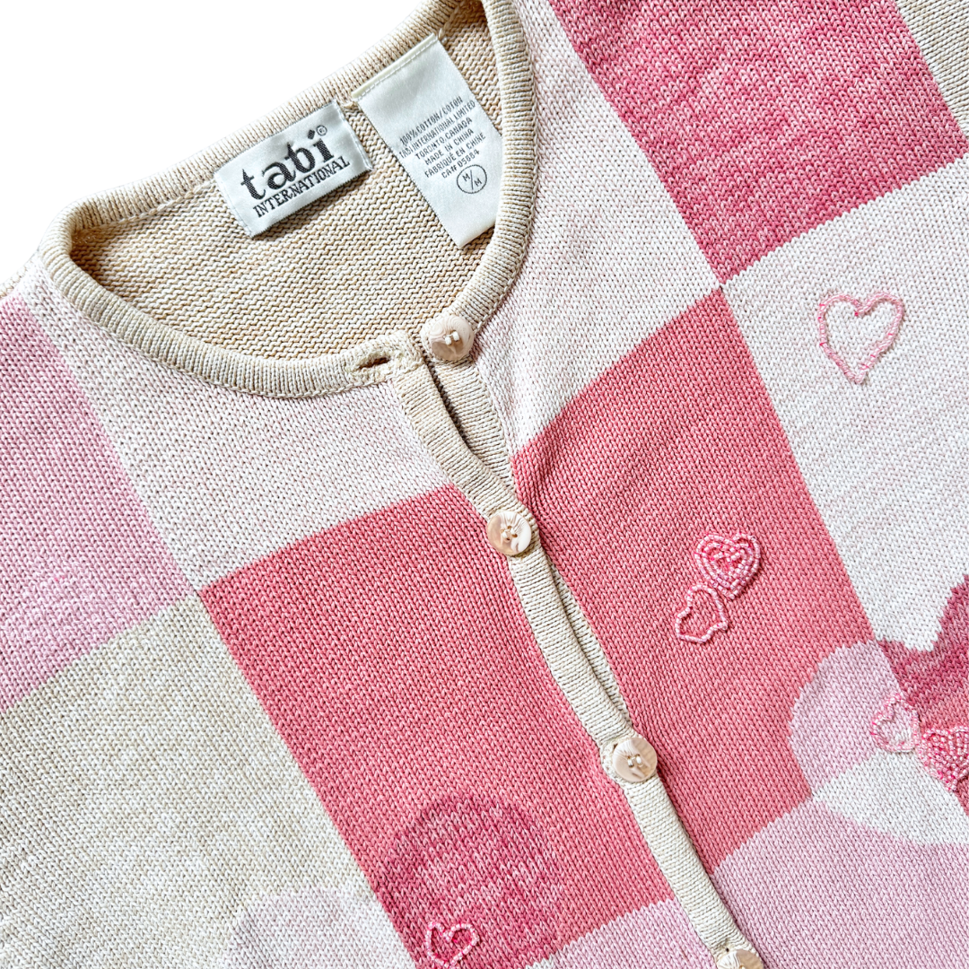 Tabi Pink Cotton Heart Cardigan | Medium