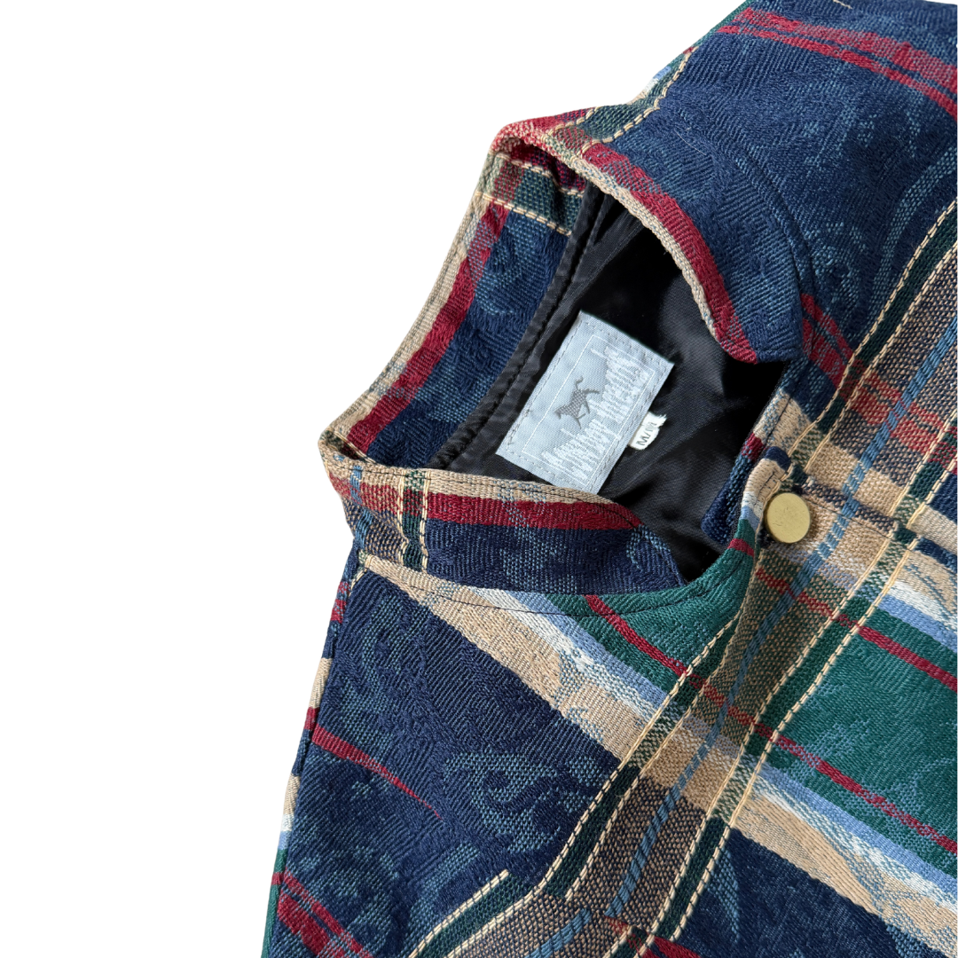 Cowboy Threads Dark Plaid Textile Vest | Medium