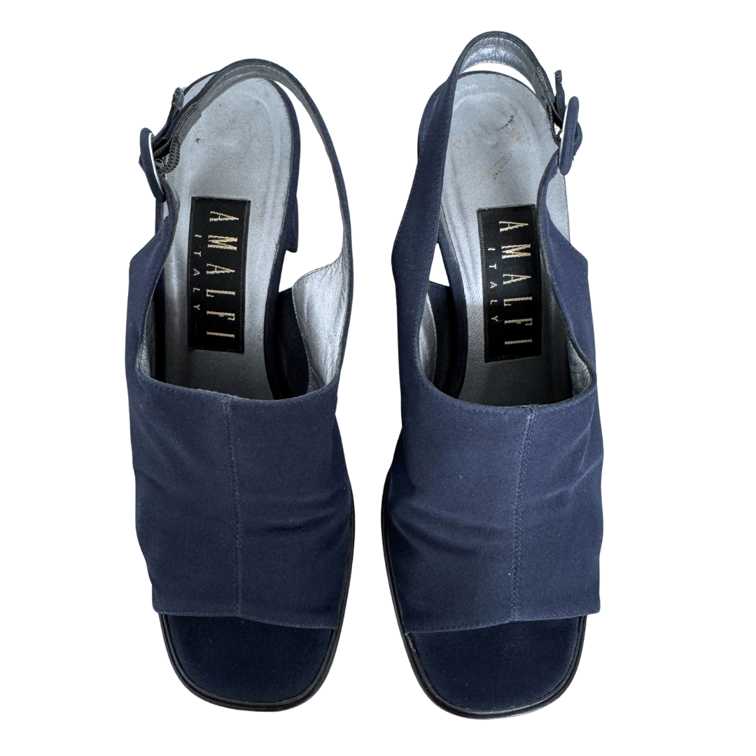 Amalfi Italy Navy Block Heel Mules | 7 1/2