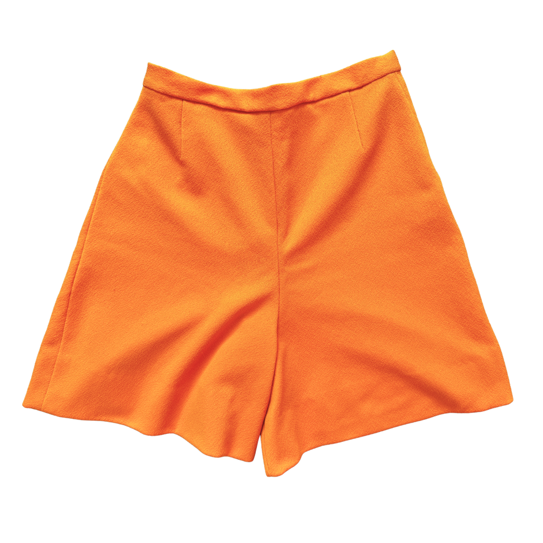 Vintage 70s Neon Orange Fortrel Shorts | Small